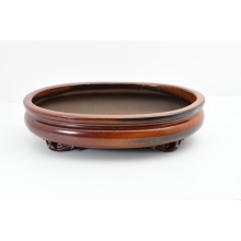 brown glazed shohin bonsai pot 21.5 cm 1