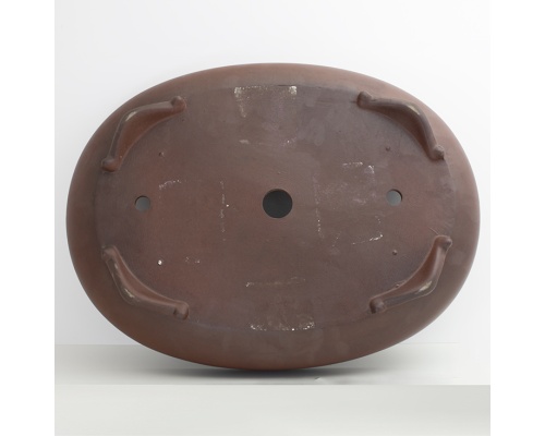 dai bonsai pot oval brown unglazed - bottom